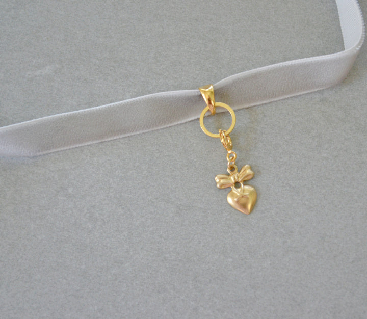 Gray Velvet Choker Charm Base • Halfable