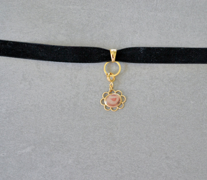 Black Velvet Choker Charm Base • Halfable