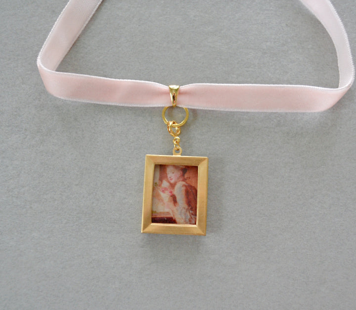 Pink Velvet Choker Charm Base • Halfable