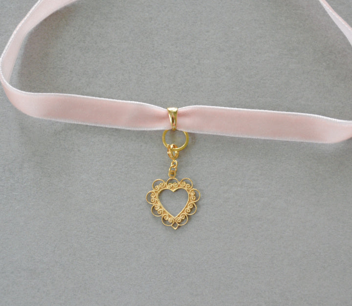 Pink Velvet Choker Charm Base • Halfable
