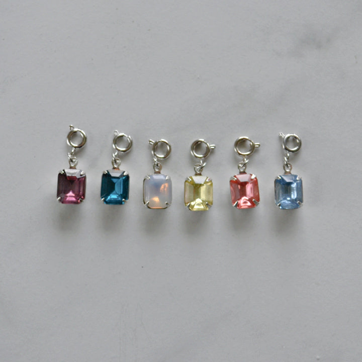 Teal Crystal Charm • Silver Halfable