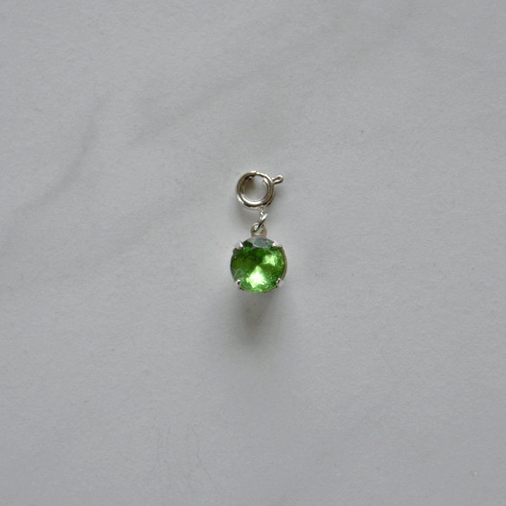 Bright Green Crystal Charm • Silver Halfable