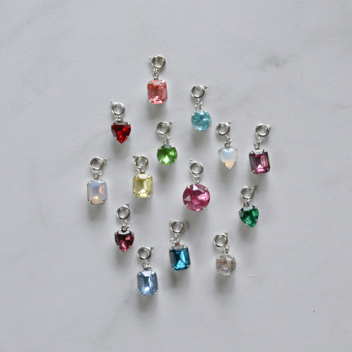 Red Heart Crystal Charm • Silver Halfable