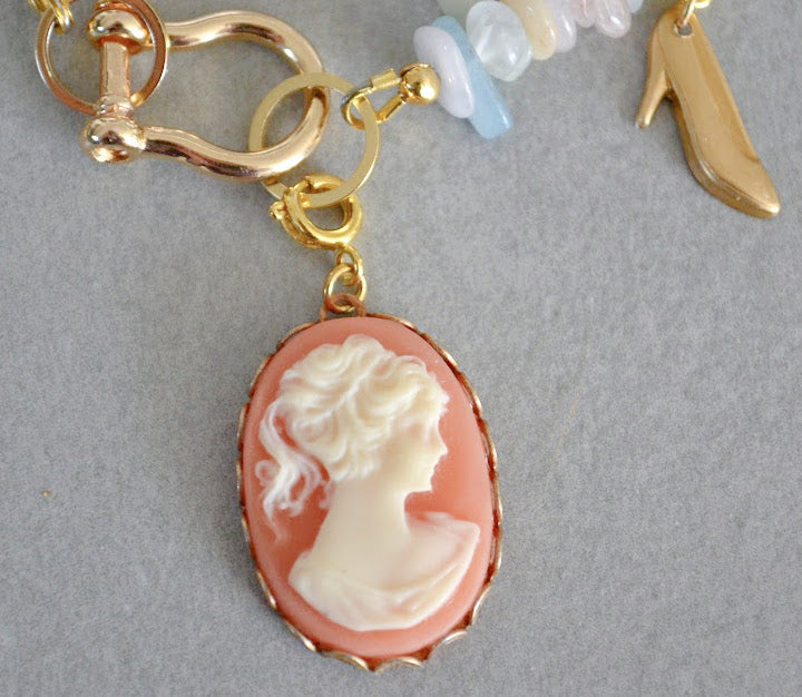 Salmon Cameo Charm • Halfable