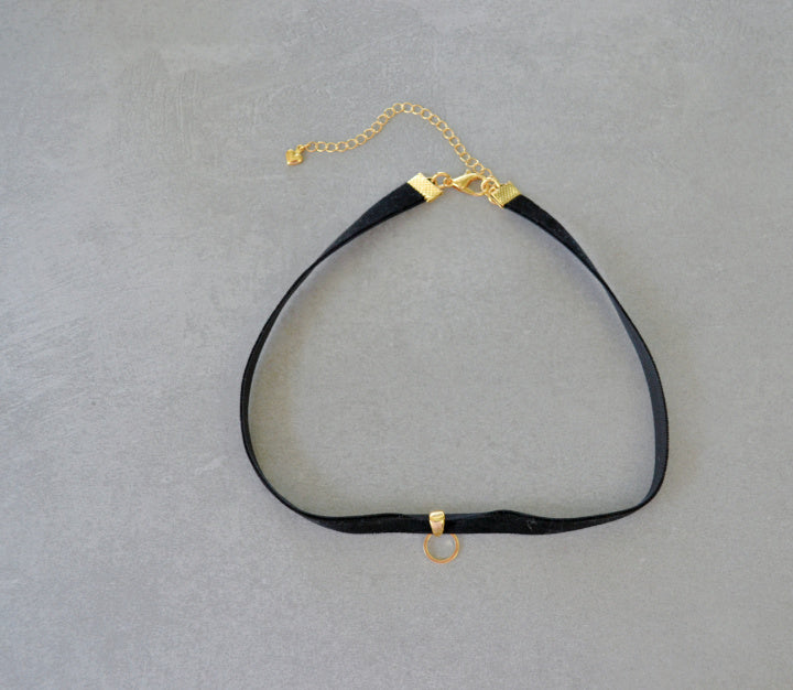 Black Velvet Choker Charm Base • Halfable