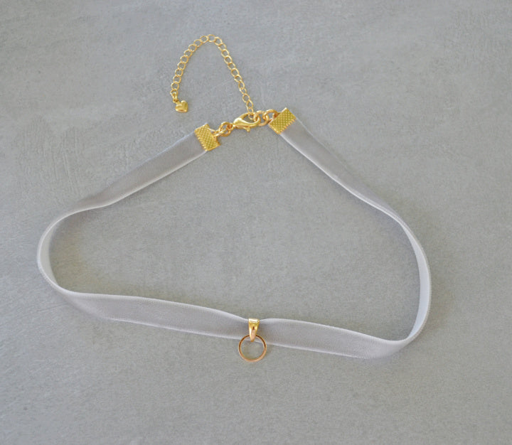 Gray Velvet Choker Charm Base • Halfable