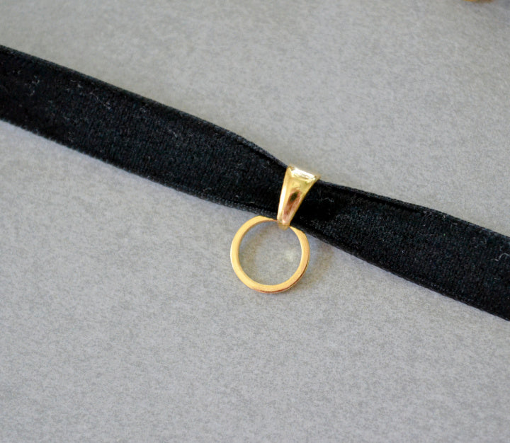 Black Velvet Choker Charm Base • Halfable