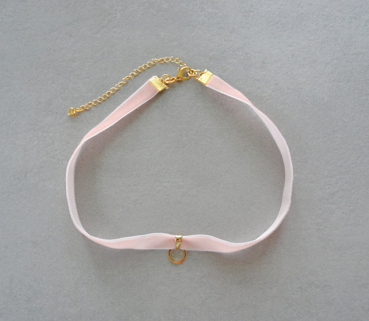 Pink Velvet Choker Charm Base • Halfable