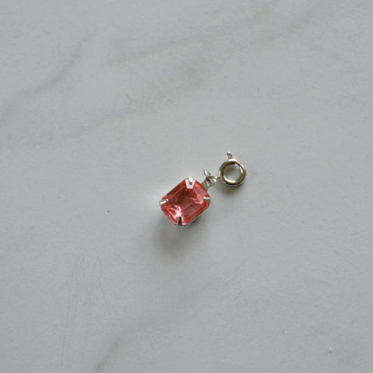 Pink Crystal Charm • Silver Halfable