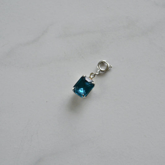 Teal Crystal Charm • Silver Halfable