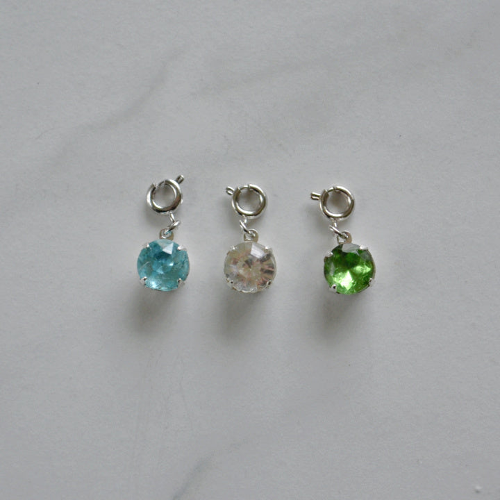 Bright Green Crystal Charm • Silver Halfable