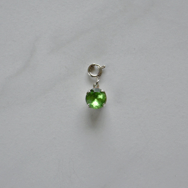 Bright Green Crystal Charm • Silver Halfable