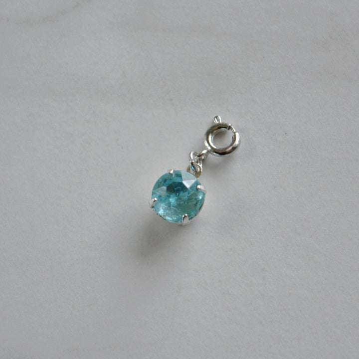 Bright Aqua Crystal Charm • Silver Halfable