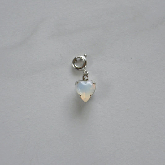 Moonstone Heart Crystal Charm • Silver Halfable
