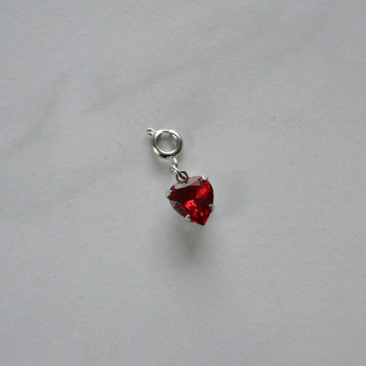 Red Heart Crystal Charm • Silver Halfable