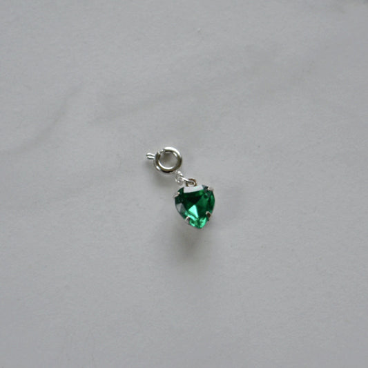 Emerald Heart Crystal Charm • Silver Halfable