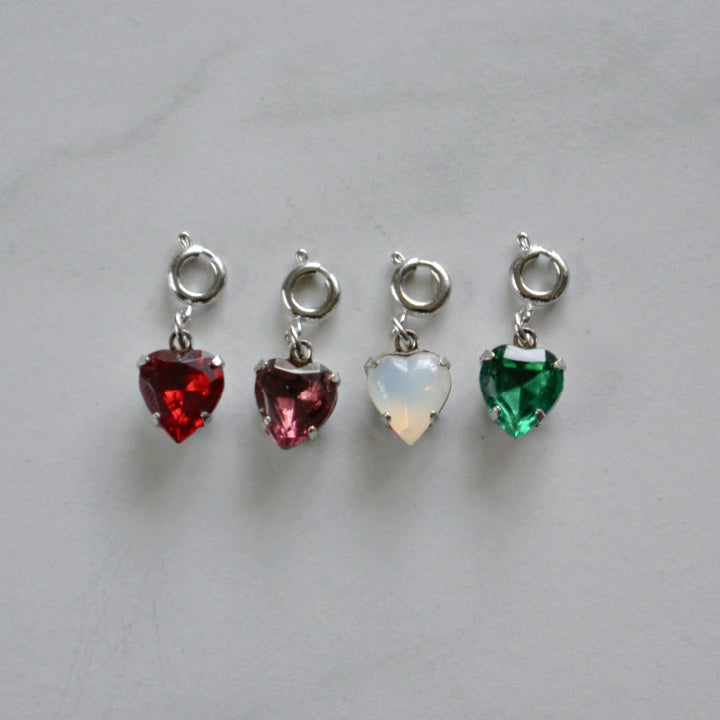 Emerald Heart Crystal Charm • Silver Halfable