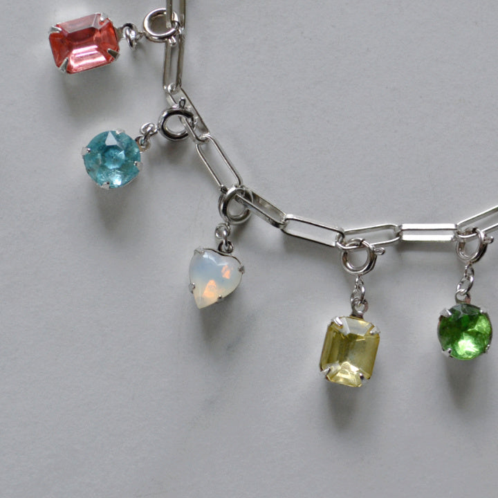 Bright Aqua Crystal Charm • Silver Halfable