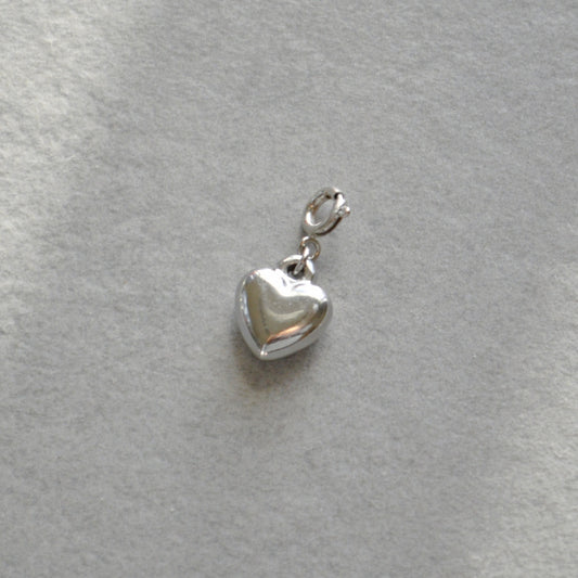 Puffy Heart Charm • Silver Halfable