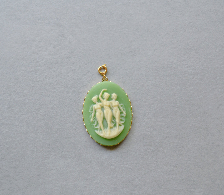 XL Dancing Fairies Green Cameo Charm • Halfable