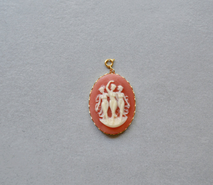 XL Dancing Fairies Carnelian Cameo Charm • Halfable