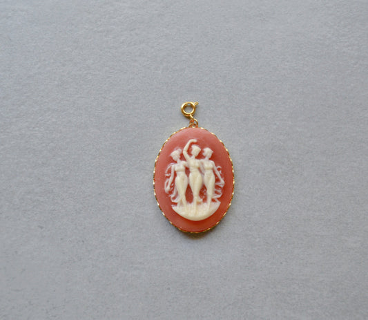 XL Dancing Fairies Carnelian Cameo Charm • Halfable