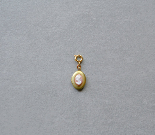 Pink Cameo Oval Locket Charm • Halfable