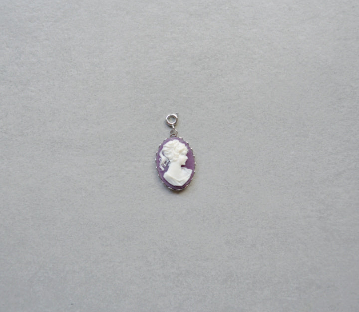 Purple Cameo Charm • Silver Halfable