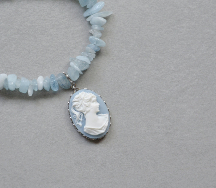 Blue Cameo Charm • Silver Halfable