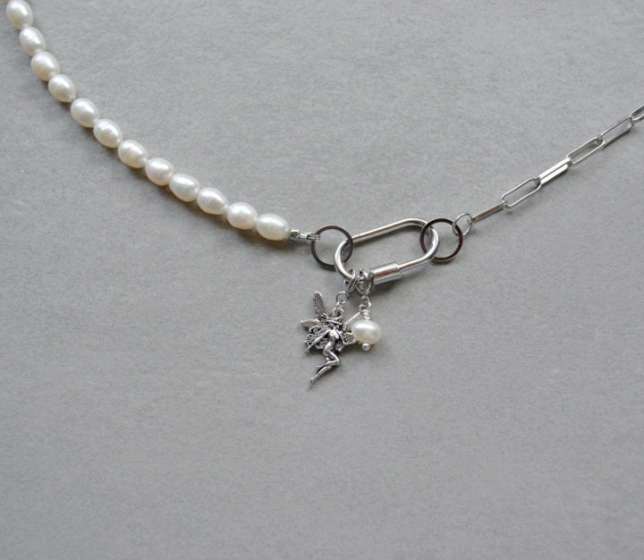 Small Pearl Charm • Silver Halfable