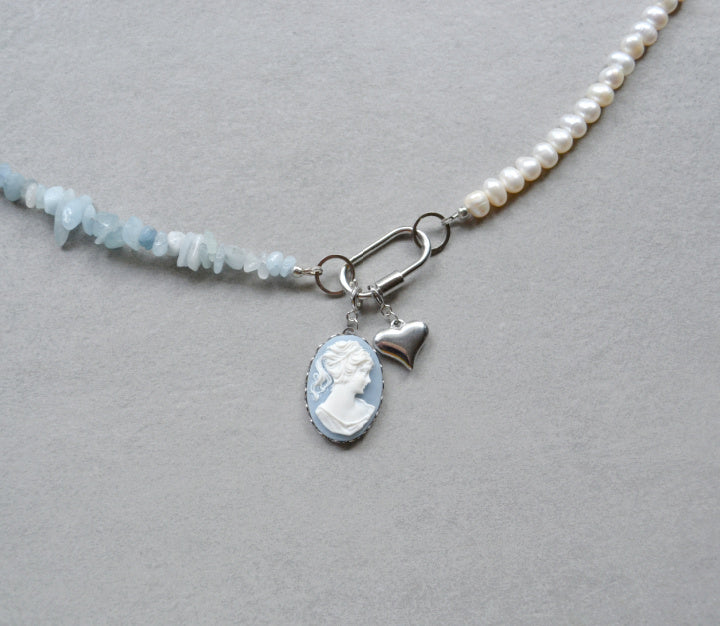 Blue Cameo Charm • Silver Halfable