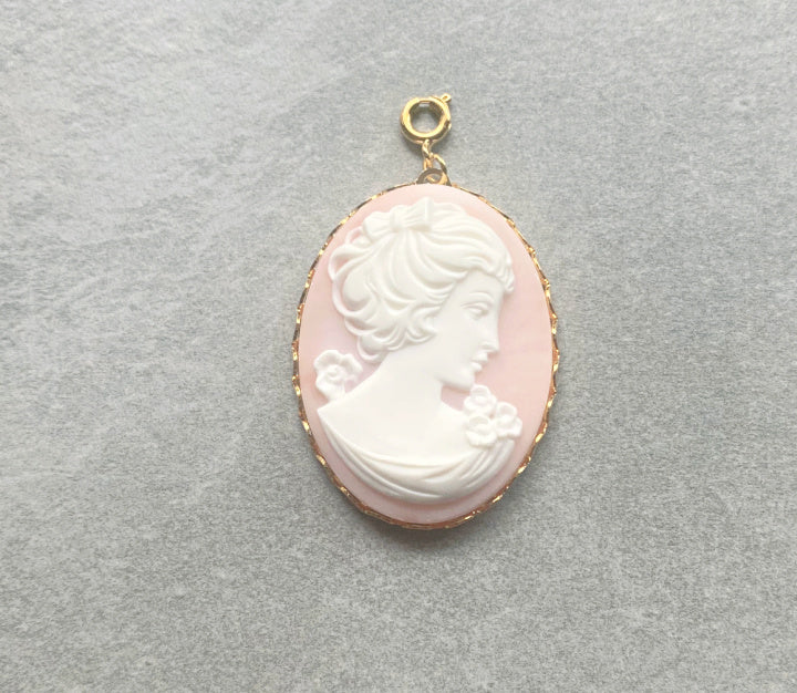 XL Pink Cameo Charm • Halfable