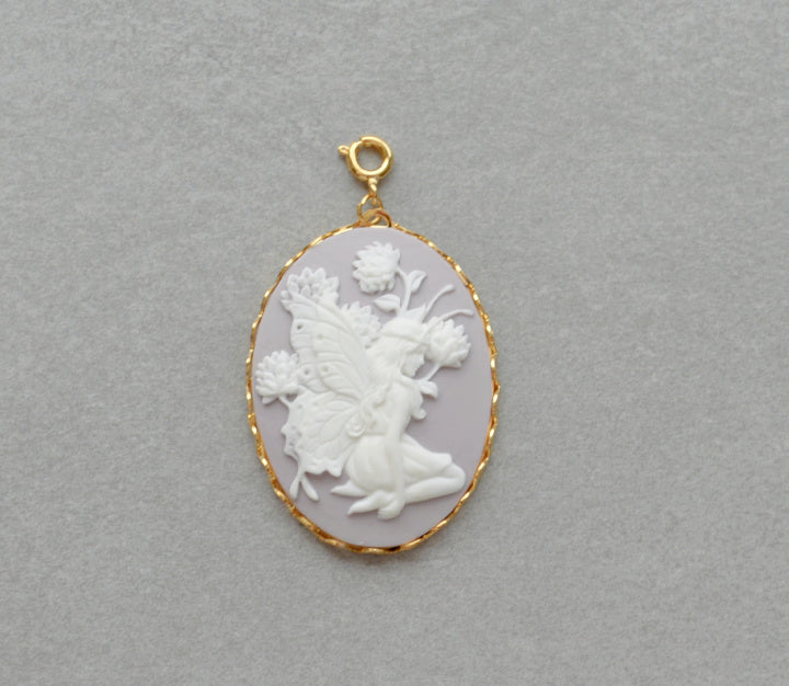 XL Purple Fairy Cameo Charm • Halfable