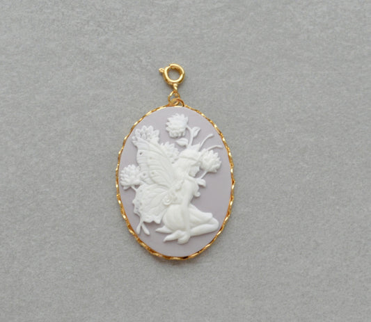 XL Purple Fairy Cameo Charm • Halfable