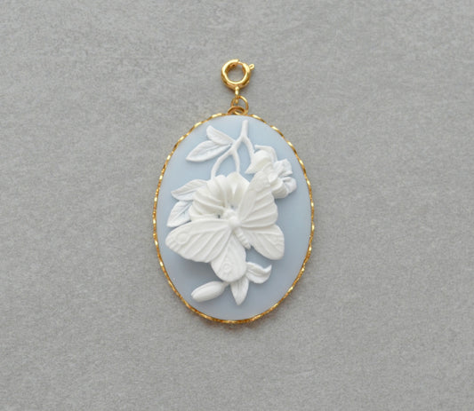 XL Blue Butterfly Cameo Charm • Halfable