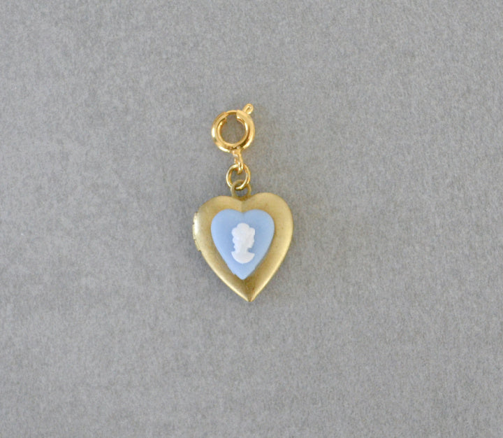 Blue Cameo Heart Locket Charm • Halfable