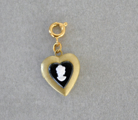 Black Cameo Heart Locket Charm • Halfable