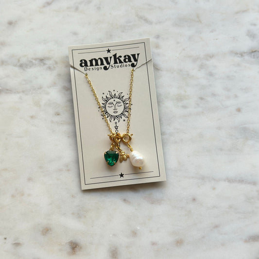 Green Charm Necklace Gift Set