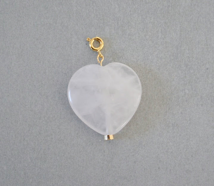 Large Rose Quartz Heart Charm • Halfable