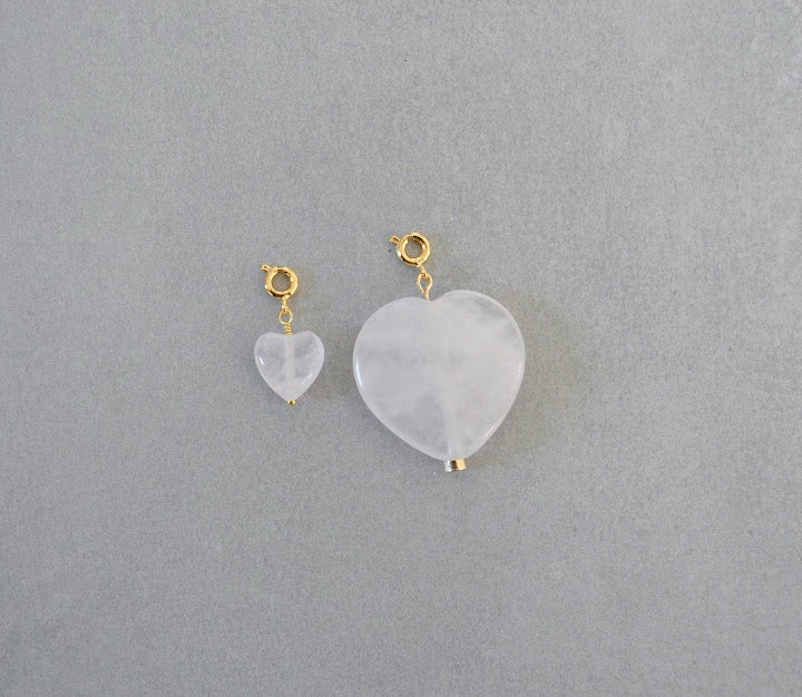 Large Rose Quartz Heart Charm • Halfable