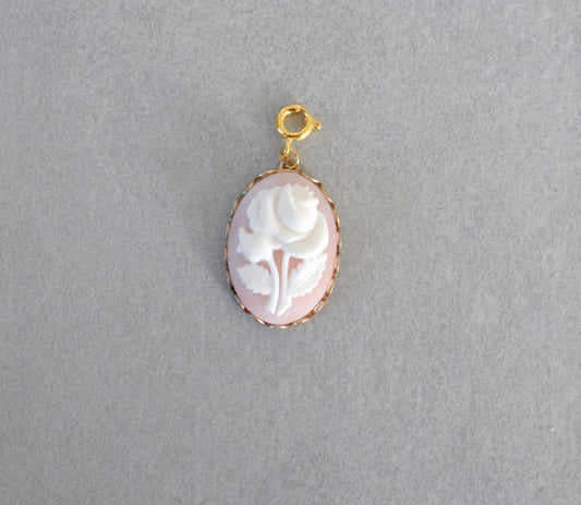 Pink Rose Cameo Charm • Halfable