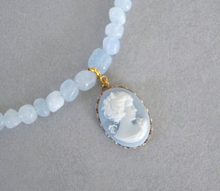 Blue Cameo Charm • Halfable